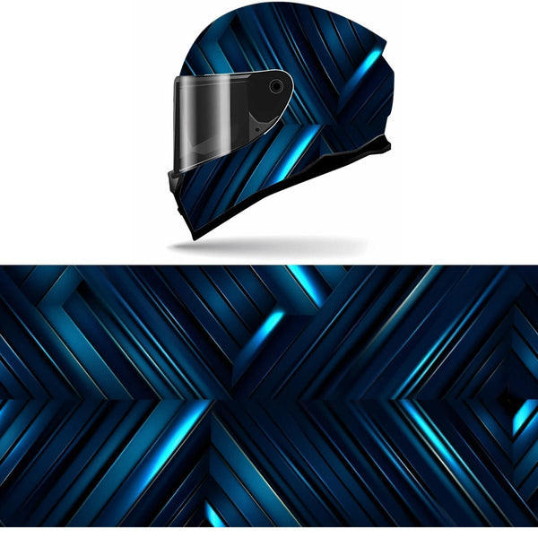 Full Helmet Wrap Sticker - Blue & Black Racing Graphic Decal, Durable PVC Motorcycle Helmet Decor with High-Quality Print, Easy to Apply & Remove, Fits Most Helmets for Enhanced Style & Protection, Motorcycle Accessories, Sleek Glossy Finish, Protective G