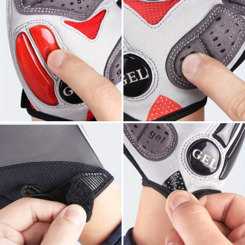 GIYO Half Finger Bike Gloves with Thick Cushioning & Breathable Sweat-Resistant Fabric, Adjustable Buckles for Outdoor Cycling, Training, and Hunting - White, Cycling Accessories, Secure Fit Gloves, Durable Glove Material