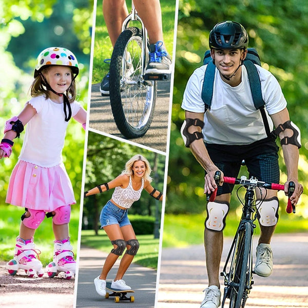 AdultYouth Knee and Elbow Pads with Wrist Guards 3 in 1 Protective Gear Set Skateboarding Cycling BMX Bike Scooter Skating Rollerblading Riding