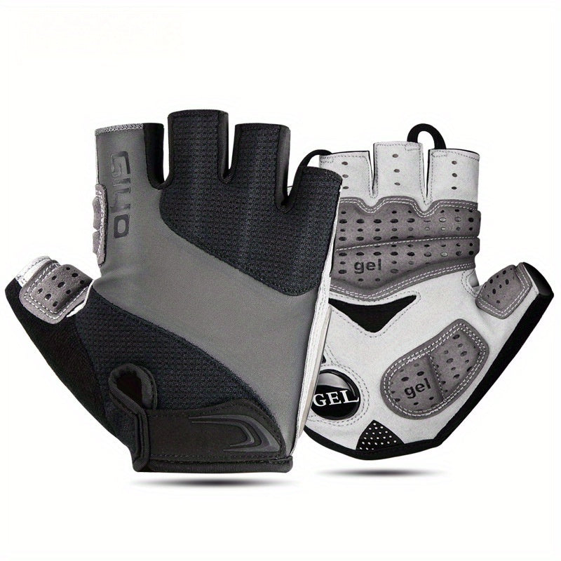 GIYO Half Finger Bike Gloves with Thick Cushioning & Breathable Sweat-Resistant Fabric, Adjustable Buckles for Outdoor Cycling, Training, and Hunting - White, Cycling Accessories, Secure Fit Gloves, Durable Glove Material