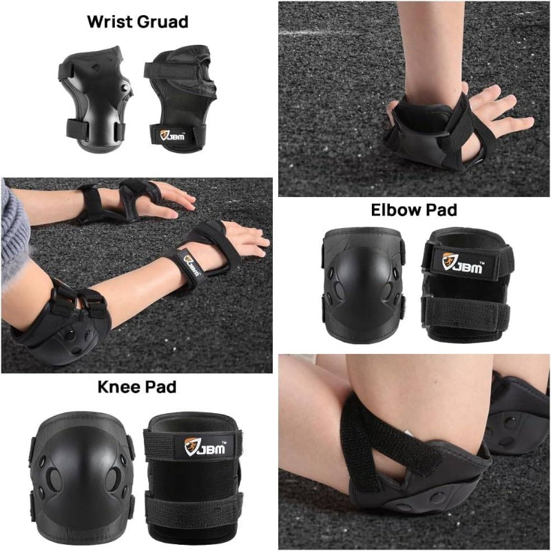 Youth & Adult Protective Gear Set - Heavy-Duty Knee Pads, Elbow Pads & Wrist Guards with Impact-Resistant Padding, Adjustable Straps & Buckles - Ideal for Skateboarding, BMX, Roller Skating, Cycling, Scooter Riding - Durable Textile Material