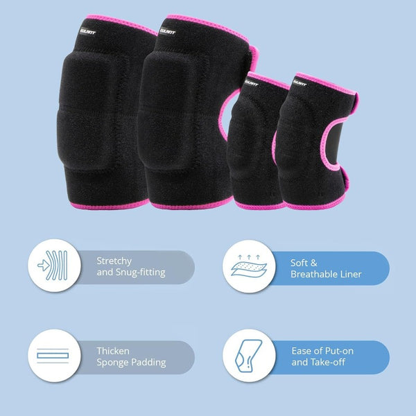 Eulant - Adjustable Soft Elbows And Knee Pads for Protective Pads Games for for Bicycle Skating on Wheels Basketball Football Volleyball Dancing Knees, Knee Pads for , Skateboarding Gear, Sports Safety Equipment, Comfortable Padding