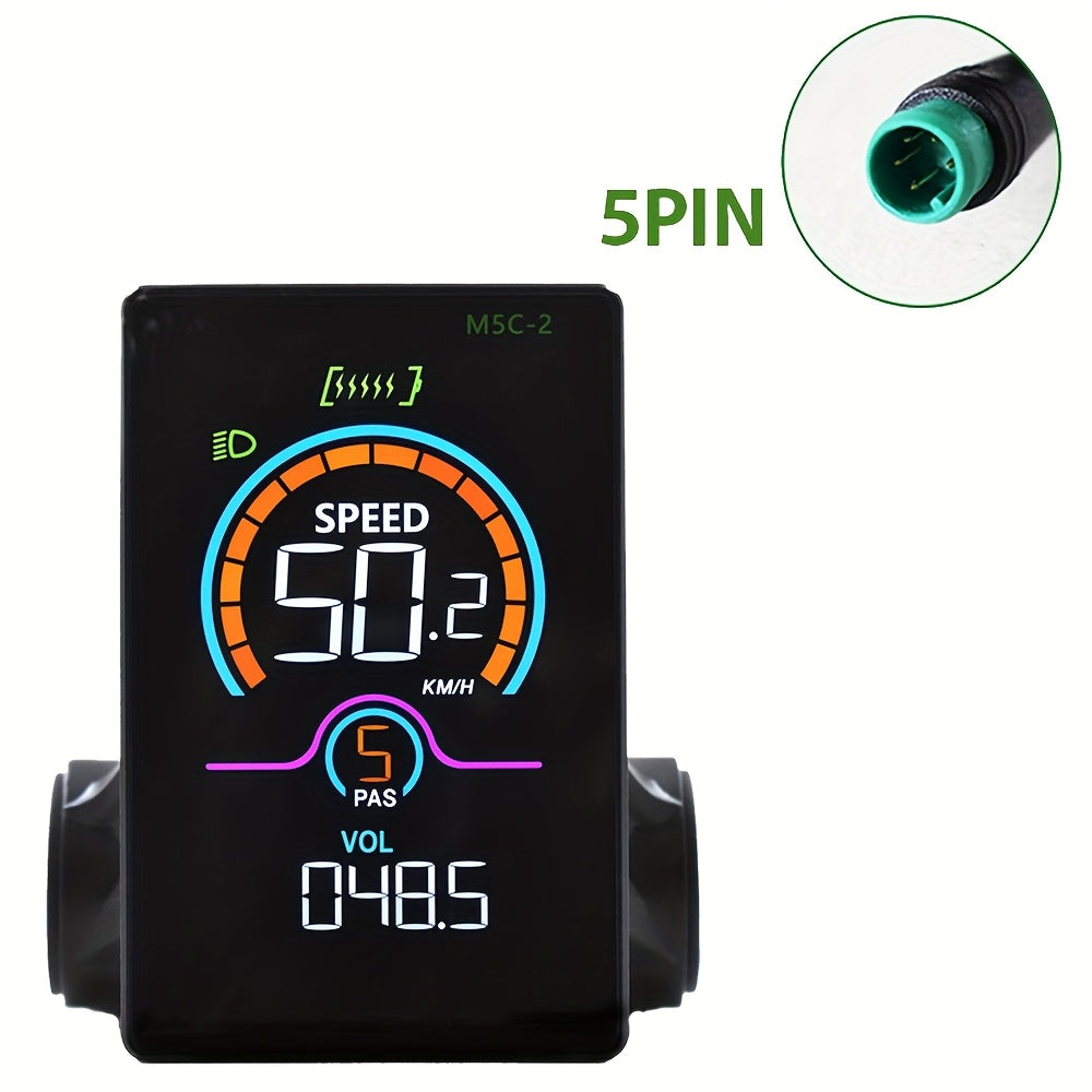 M5C-2 UART2 Electric Bicycle Computer - USB-Powered Bike Speedometer & Odometer with Digital Display, Multi-Color Backlight, Stopwatch, Trip Meter, Real-Time Speed\u002FDistance Tracking, Compatible with E-Bikes & Smartphones (No Battery Required)