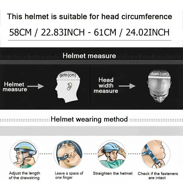Bike Helmet Men Ultralight Ventilate Adjustable PC Material Fits Head Bicycle Helmet Circumference 22.83-24.02inch Road Cycling Helmet