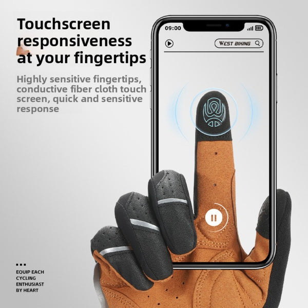 Cycling Gloves with Shock Absorption & Non-Slip Grip - Full Finger Motorcycle Bicycle Gloves, Long Finger Design, Touchscreen Compatible, Winter Warmth, Spring & Autumn, Sleek Glove Design, Durable Glove Material