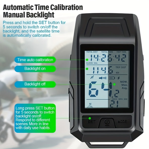 3-In-1 Bike Computer with Powerful LED Headlight, GPS Speedometer & Horn - USB-C Rechargeable Bike Odometer, Multi-Mode Display (Speed, Distance, Time, Calories, Altitude, Gradient), Long-Lasting Battery, Compatible with Smartphones\u002FApps