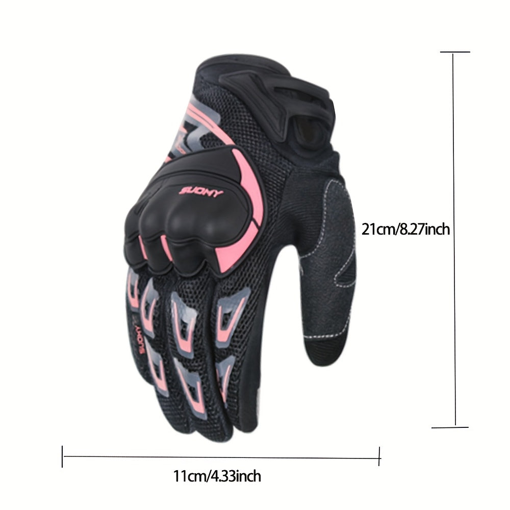 Women'S Motorcycle Riding Gloves - Touch Screen Breathable Non-slip Gloves with Adjustable Wrist, Ergonomic Design, Suitable for MBX\u002F MTB\u002F ATV\u002F Off-road Vehicles, Motorcycle Gloves, Outdoor Riding Gear