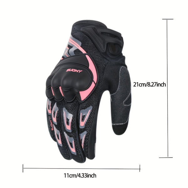 Women'S Motorcycle Riding Gloves - Touch Screen Breathable Non-slip Gloves with Adjustable Wrist, Ergonomic Design, Suitable for MBX\u002F MTB\u002F ATV\u002F Off-road Vehicles, Motorcycle Gloves, Outdoor Riding Gear
