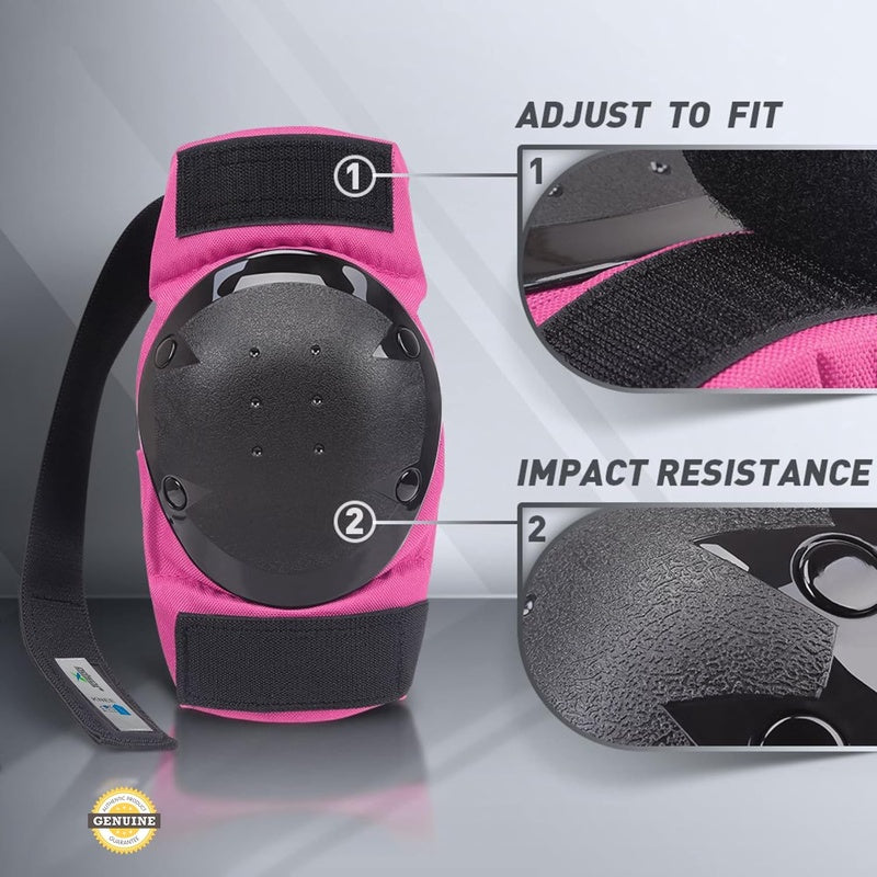 Jaspo Plastron Saver 3 Set - Knee, Elbow, Wrist Guard - Multi - Purpose for Skating, Cycling More - Small, Pink