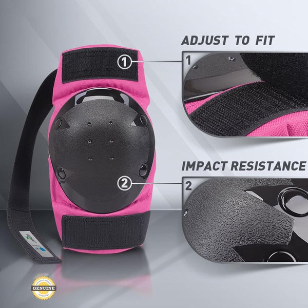 Jaspo Plastron Saver 3 Set - Knee, Elbow, Wrist Guard - Multi - Purpose for Skating, Cycling More - Small, Pink