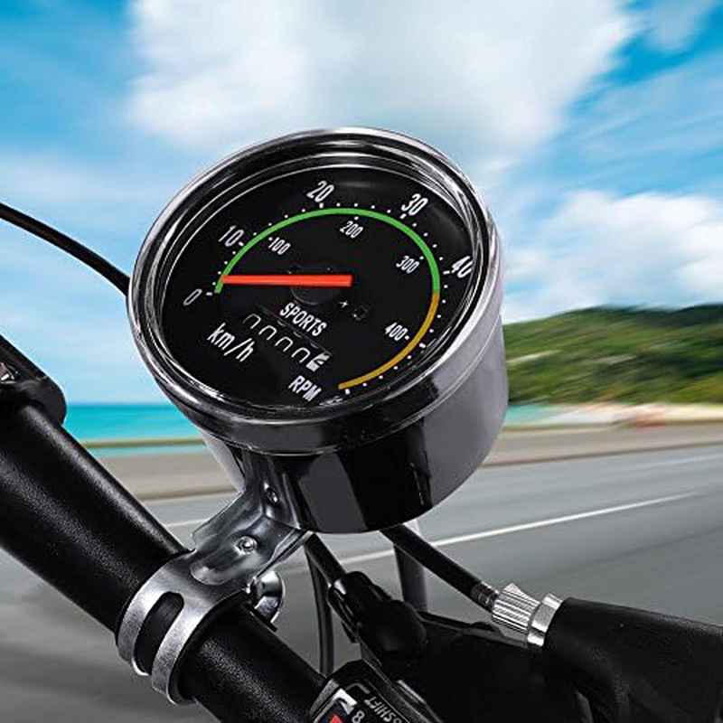 Health Gear Mechanical Speedometer Odometer Cyclocomputer - Analog Computer with Stopwatch, Alloy, Wheel Size 26\u002F27.5\u002F28\u002F29 inch, Easy Install for Cycling, Fitness, Mountain\u002FRoad Bikes (No Required)