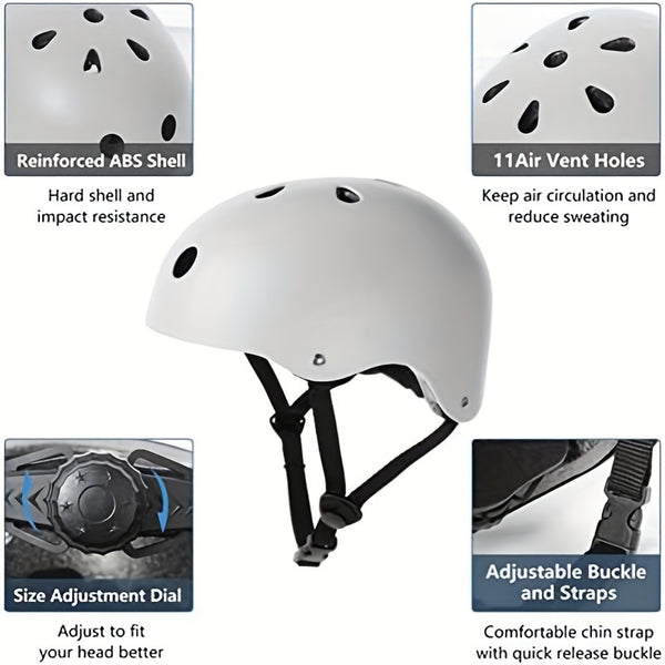 Stylish and Cool Helmet Adjustable Stylish and Cool Helmet, Paintable for Halloween, Christmas, Birthday Gift, Suitable for a Variety of Sports (Black, White)