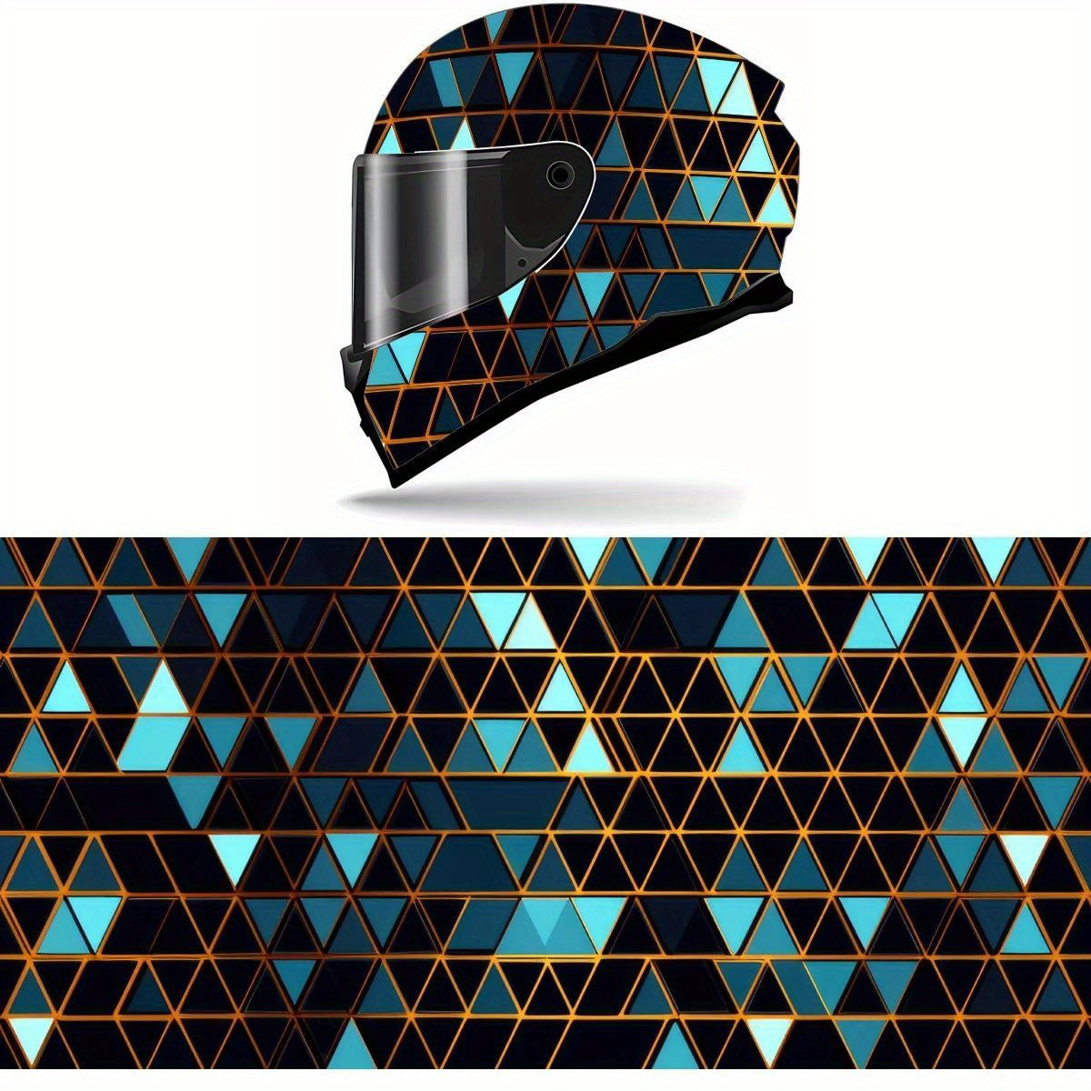 Full Helmet Wrap Sticker - Blue & Black Racing Graphic Decal, Durable PVC Motorcycle Helmet Decor with High-Quality Print, Easy to Apply & Remove, Fits Most Helmets for Enhanced Style & Protection, Motorcycle Accessories, Sleek Glossy Finish, Protective G