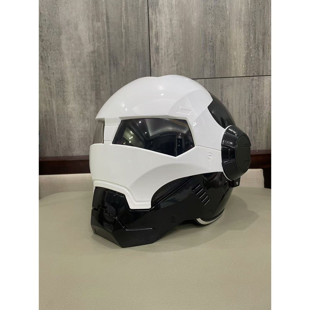 Dual-Sport Modular Gloss White Protective Headgear- Quick-Release Visor, Removable Liner for Easy Cleaning