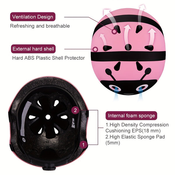 Kids Helmet For 5+ Years Old Boys & Girls Toddler, Bike Helmets Lightweight With Protective Gear- Various Sports Helmet, Safety Protection Gear For Cycling, Kids Bike Helmet With Knee & Elbow Pads Set