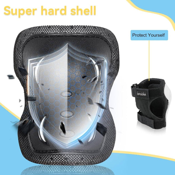 AdultYouth Knee and Elbow Pads with Wrist Guards 3 in 1 Protective Gear Set Skateboarding Cycling BMX Bike Scooter Skating Rollerblading Riding