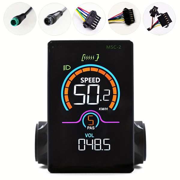 M5C-2 UART2 Electric Bicycle Computer - USB-Powered Bike Speedometer & Odometer with Digital Display, Multi-Color Backlight, Stopwatch, Trip Meter, Real-Time Speed\u002FDistance Tracking, Compatible with E-Bikes & Smartphones (No Battery Required)