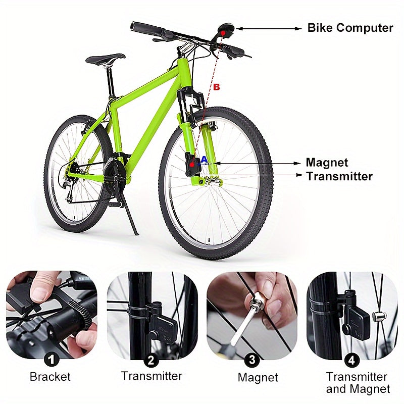 Bicycle Speedometer Odometer Wireless Cycle Bike Computer Bicycle Handlebar Stopwatch Round With LCD Display & Multi-Functions For Most Bikes, Without Battery