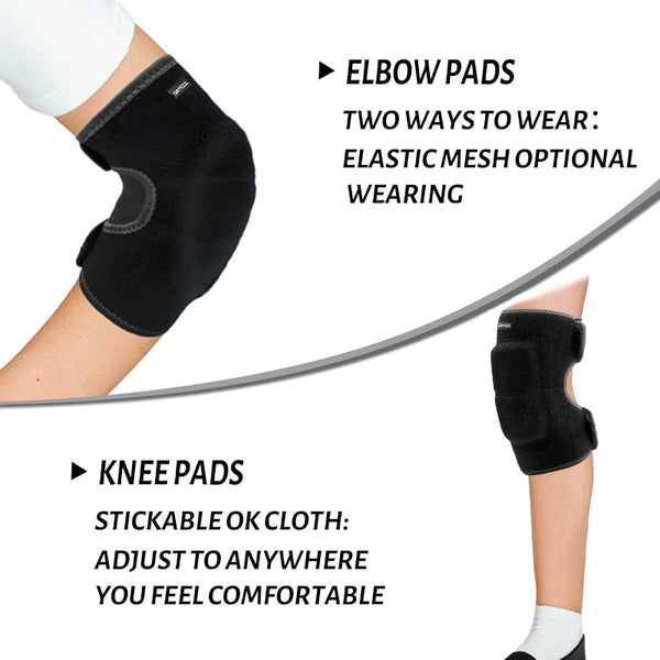 ONTYZZ Soft Knee & Elbow Pads with Thick SBR Padding - Adjustable Suitable for Cycling, Skating, Soccer, Hockey - Breathable, -Slip, Easy Fit (Ideal for &)