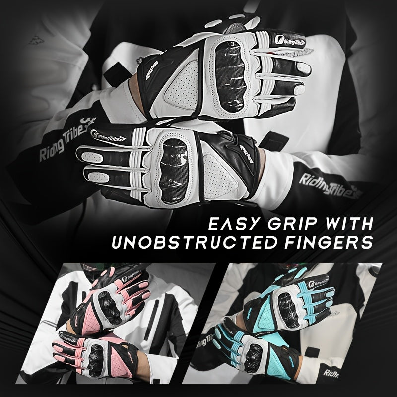 A Pair Of Riding Gloves, Carbon Fiber Protective Shell Breathable Sheepskin Gloves, Suitable For Riding Motorcycles, Riding Bicycles, Skateboarding, Outdoor Sports