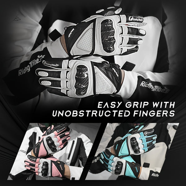 A Pair Of Riding Gloves, Carbon Fiber Protective Shell Breathable Sheepskin Gloves, Suitable For Riding Motorcycles, Riding Bicycles, Skateboarding, Outdoor Sports