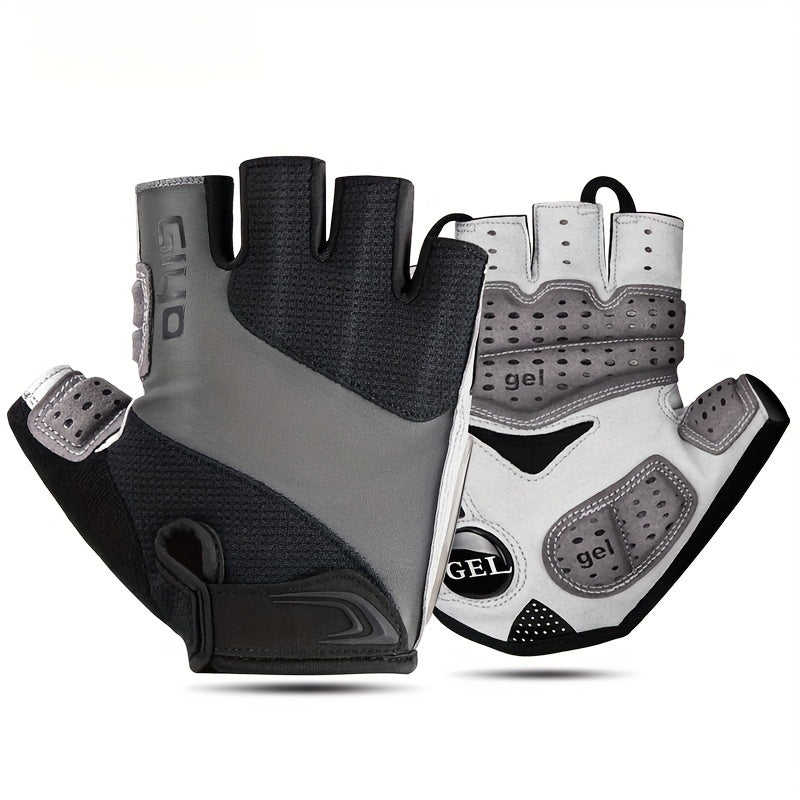 GIYO Half Finger Bike Gloves with Thick Cushioning & Breathable Sweat-Resistant Fabric, Adjustable Buckles for Outdoor Cycling, Training, and Hunting - White, Cycling Accessories, Secure Fit Gloves, Durable Glove Material
