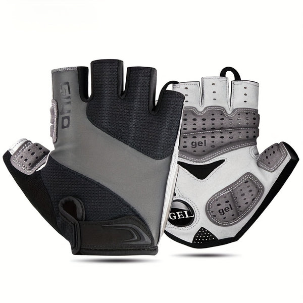 GIYO Half Finger Bike Gloves with Thick Cushioning & Breathable Sweat-Resistant Fabric, Adjustable Buckles for Outdoor Cycling, Training, and Hunting - White, Cycling Accessories, Secure Fit Gloves, Durable Glove Material