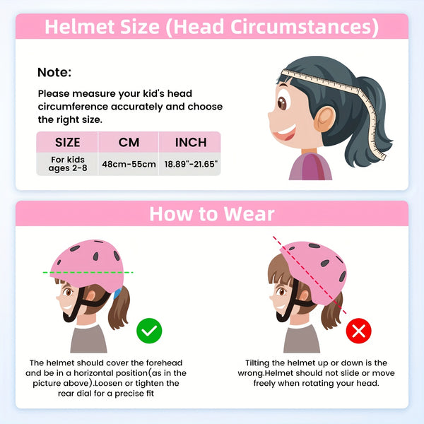 Kids Bike Helmet, Adjustable And Multi-Sport, Shock-absorbing ABS, Comfortable Padding, Ventilated Design, From Toddler, Helmet For 18.89''- 21.65''