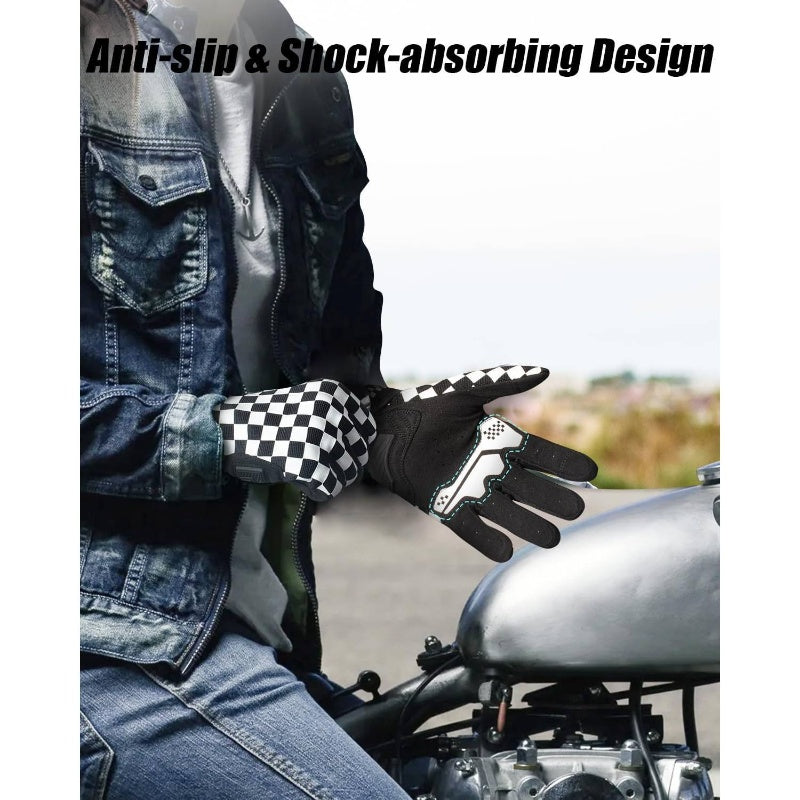 Touchscreen Motorcycle Gloves, Non - Slip Bike Gloves Men Women, Breathable Motocross Glove Riding ATV MTB,  Sporty Design, Durable Material, Reinforced Stitching, Outdoor Enthusiasts