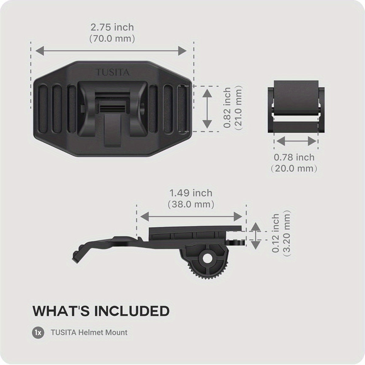 TUSITA Helmet Mount with Multi-Angle Adjustment & Tool-Free Installation - Compatible with NiteRider F\u002FCordless, Lumina, Minuet, Mako Headlights - Secure, Lightweight (30g), Compatible with Helmets for, Commuting, Mountain\u002FRoad - Compatible with