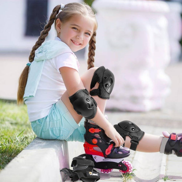 Youth & Adult Protective Gear Set - Heavy-Duty Knee Pads, Elbow Pads & Wrist Guards with Impact-Resistant Padding, Adjustable Straps & Buckles - Ideal for Skateboarding, BMX, Roller Skating, Cycling, Scooter Riding - Durable Textile Material