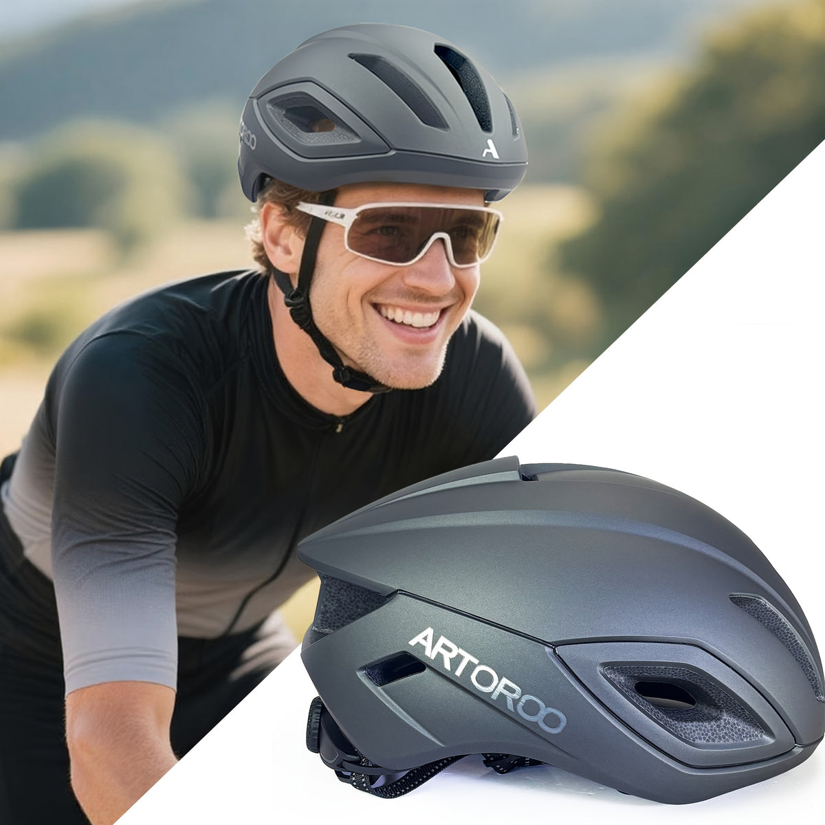 ARTOROO Adult Road Bike Helmet for Men Women, Lightweight Mountain Road Bicycle Helmet, Aero Bike Cycling Helmet Adjustable for Mens, Cycle Helmet Men, Sporty Style, Modern Helmet, Highquality Materials, Impactresistant Shell, Women Cyclists