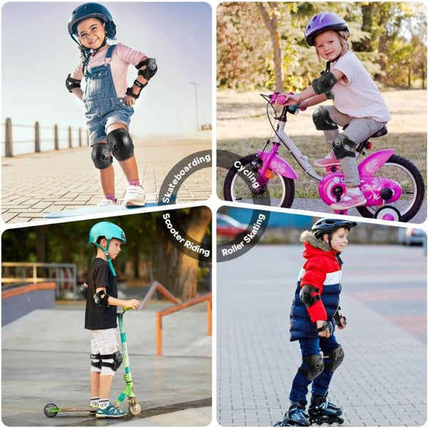 Youth & Adult Protective Gear Set - Heavy-Duty Knee Pads, Elbow Pads & Wrist Guards with Impact-Resistant Padding, Adjustable Straps & Buckles - Ideal for Skateboarding, BMX, Roller Skating, Cycling, Scooter Riding - Durable Textile Material