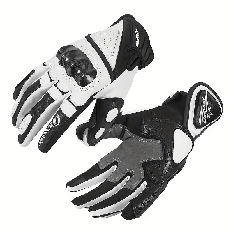 A Pair Of Riding Gloves, Carbon Fiber Protective Shell Breathable Sheepskin Gloves, Suitable For Riding Motorcycles, Riding Bicycles, Skateboarding, Outdoor Sports