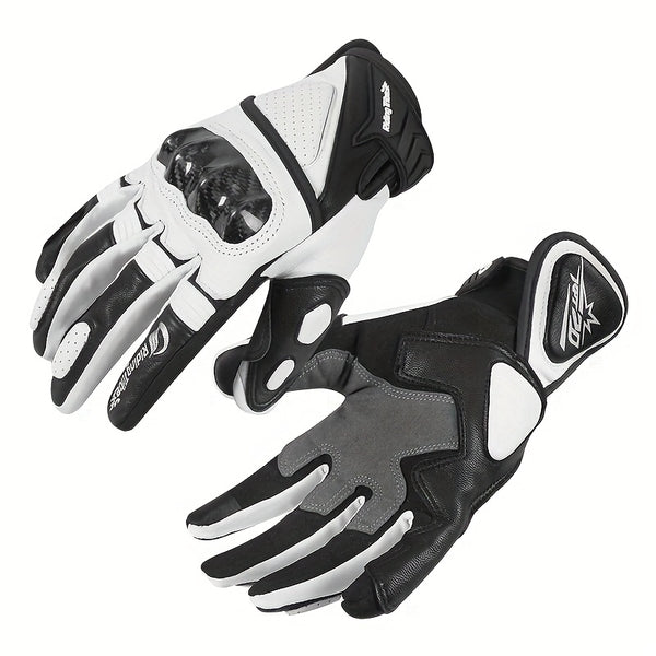 A Pair Of Riding Gloves, Carbon Fiber Protective Shell Breathable Sheepskin Gloves, Suitable For Riding Motorcycles, Riding Bicycles, Skateboarding, Outdoor Sports