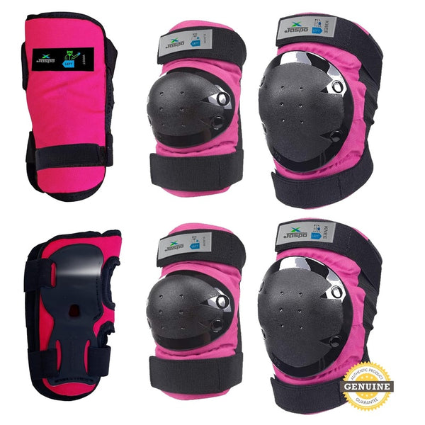 Jaspo Plastron Saver 3 Set - Knee, Elbow, Wrist Guard - Multi - Purpose for Skating, Cycling More - Small, Pink