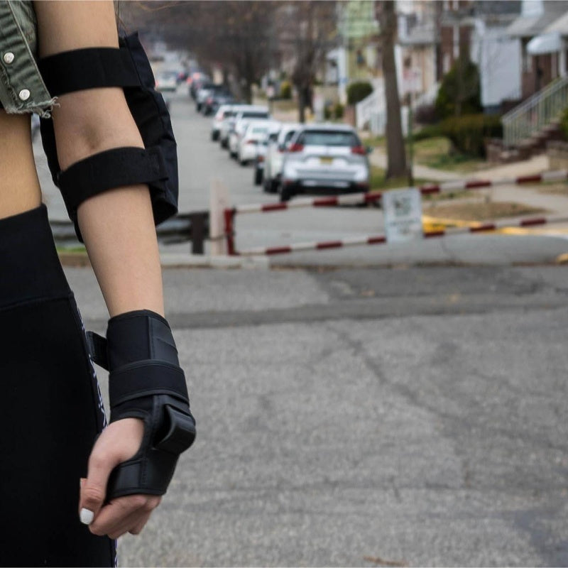 Black 6pcs Protective Gear Set, Includes 2 Elbow Pads, 2 Knee Pads and 2 Wrist Braces, Great Scooters, Bikes, Skateboards, Hoverboards,  Adjustable Fit, Highquality Foam, Impactresistant Padding, Hoverboard Users, Skaters