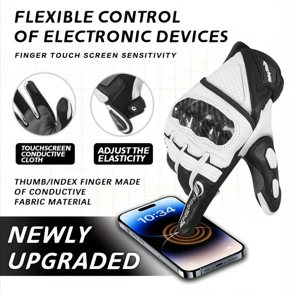 A Pair Of Riding Gloves, Carbon Fiber Protective Shell Breathable Sheepskin Gloves, Suitable For Riding Motorcycles, Riding Bicycles, Skateboarding, Outdoor Sports