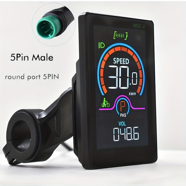 M5C-2 UART2 Electric Bicycle Computer Speedometer Bike Digital Multicolor Ebike Accessories Stopwatch Cycling Odometer, Cycling Tracker, Bike Speedometer, Modern Cycling Tech, Bike Odometer, Outdoor Enthusiasts, Commuters