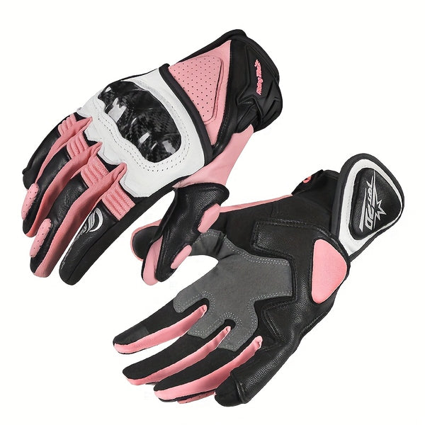 A Pair Of Riding Gloves, Carbon Fiber Protective Shell Breathable Sheepskin Gloves, Suitable For Riding Motorcycles, Riding Bicycles, Skateboarding, Outdoor Sports