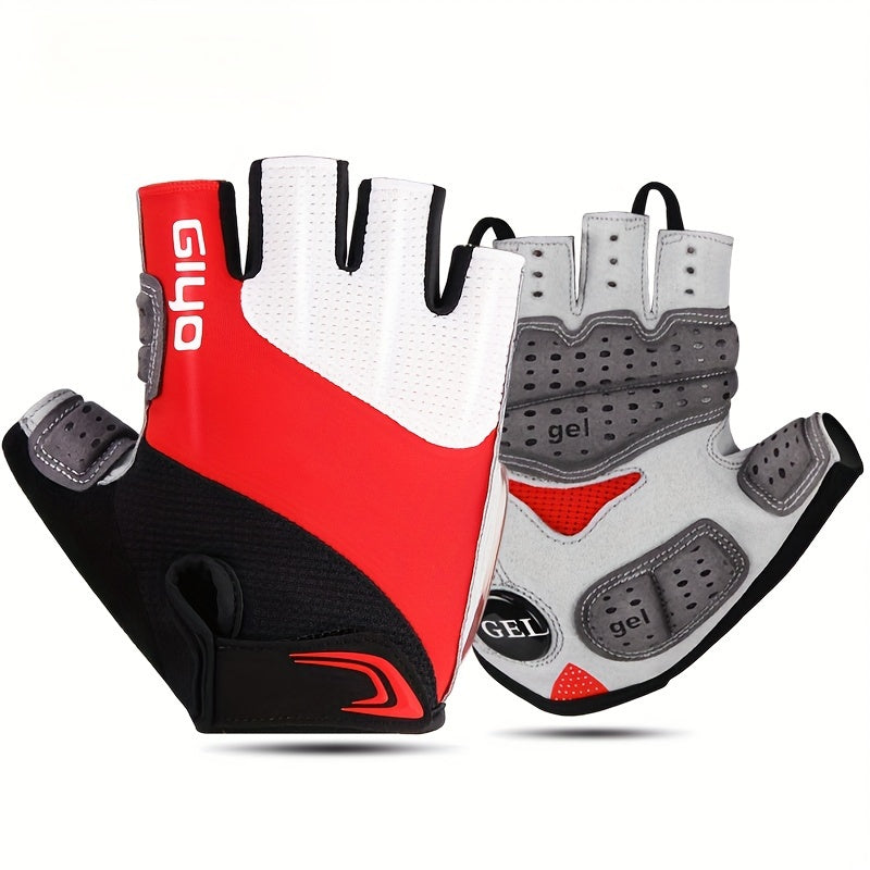 GIYO Half Finger Bike Gloves with Thick Cushioning & Breathable Sweat-Resistant Fabric, Adjustable Buckles for Outdoor Cycling, Training, and Hunting - White, Cycling Accessories, Secure Fit Gloves, Durable Glove Material