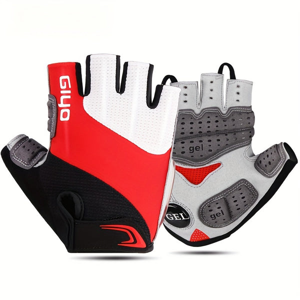 GIYO Half Finger Bike Gloves with Thick Cushioning & Breathable Sweat-Resistant Fabric, Adjustable Buckles for Outdoor Cycling, Training, and Hunting - White, Cycling Accessories, Secure Fit Gloves, Durable Glove Material