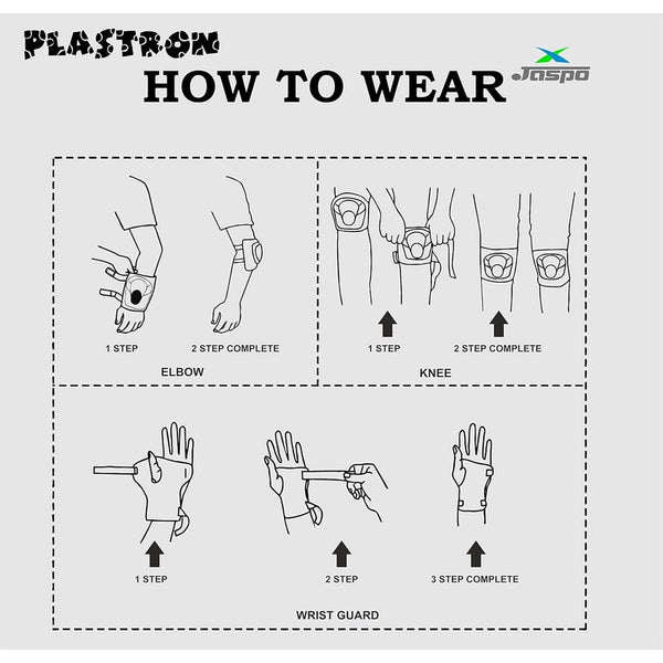 Jaspo Plastron Saver 3 Set - Knee, Elbow, Wrist Guard - Multi - Purpose for Skating, Cycling More - Small, Pink