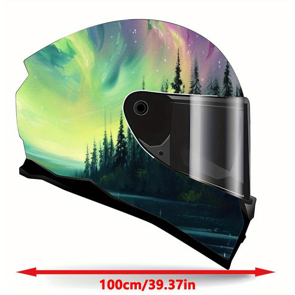 Impact Green Aurora Full Face Helmet Sticker - Waterproof, Scratch Resistant, Self-Adhesive PVC Patch, Motorcycle Racing Helmet Accessories | Rugged Pattern Design | Durable Helmet Sticker, Ideal Gift, Vehicle, Bike Accessory, Sporty Decal