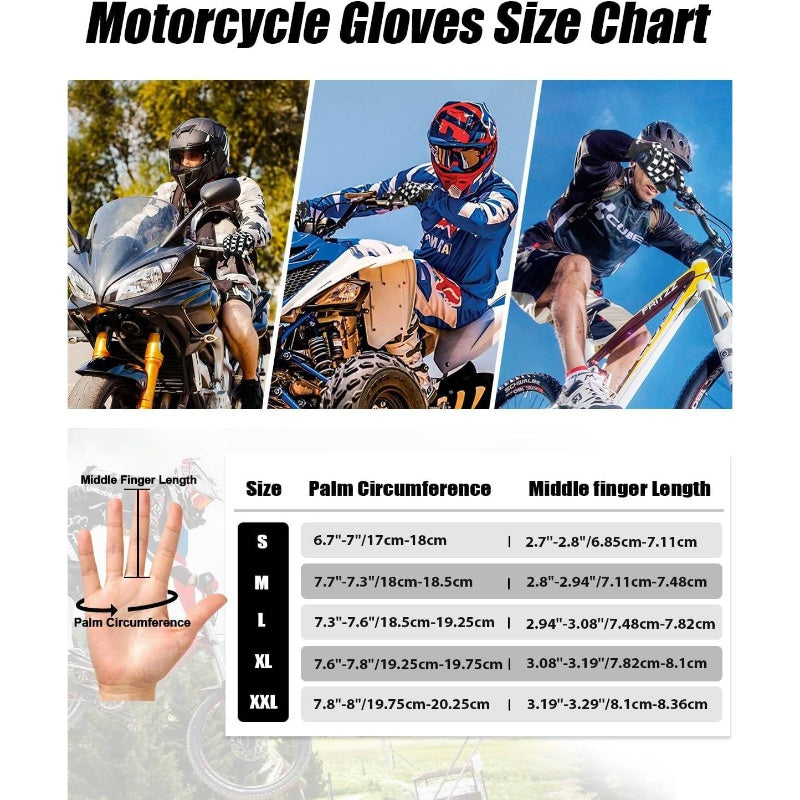 Touchscreen Motorcycle Gloves, Non - Slip Bike Gloves Men Women, Breathable Motocross Glove Riding ATV MTB,  Sporty Design, Durable Material, Reinforced Stitching, Outdoor Enthusiasts