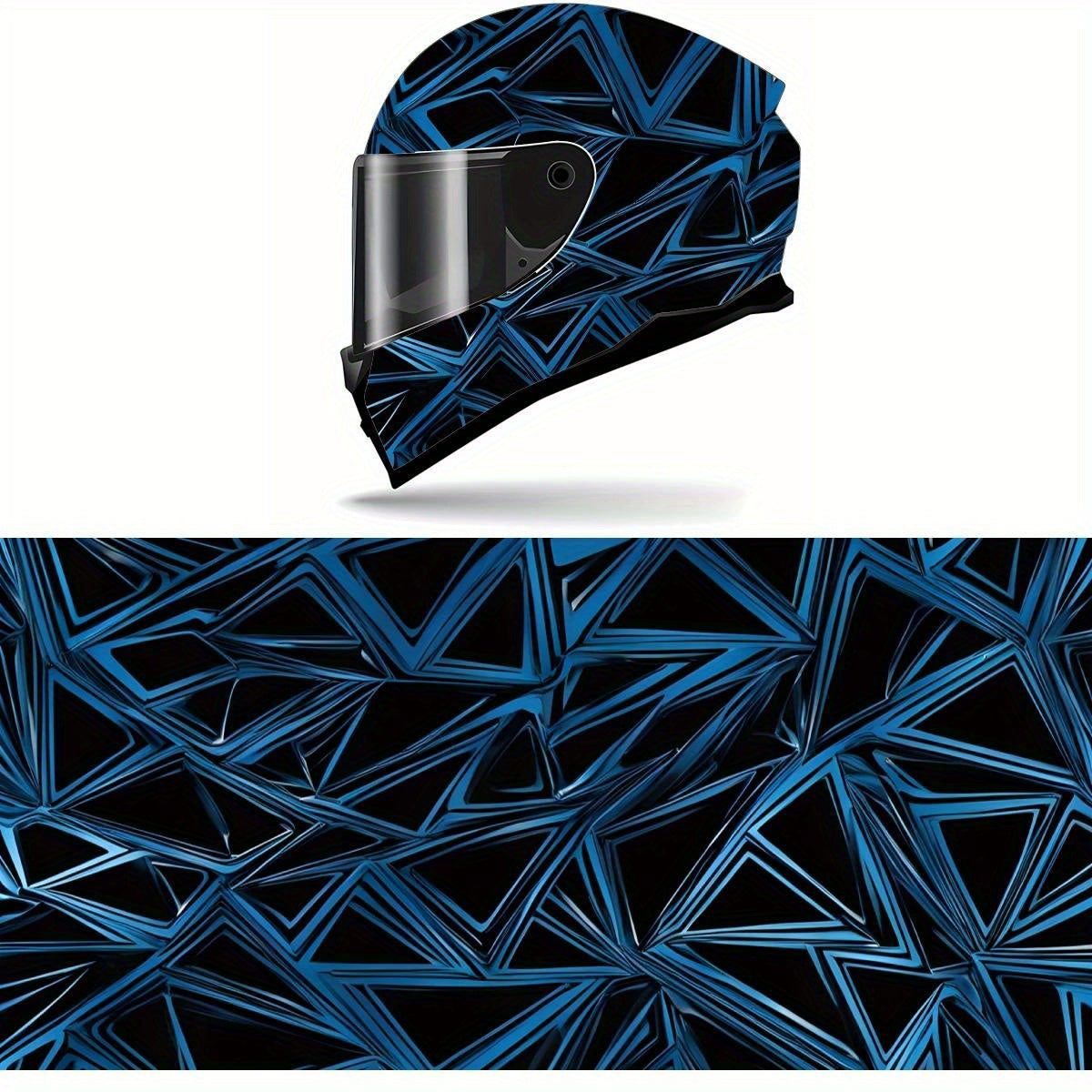 Full Helmet Wrap Sticker - Blue & Black Racing Graphic Decal, Durable PVC Motorcycle Helmet Decor with High-Quality Print, Easy to Apply & Remove, Fits Most Helmets for Enhanced Style & Protection, Motorcycle Accessories, Sleek Glossy Finish, Protective G