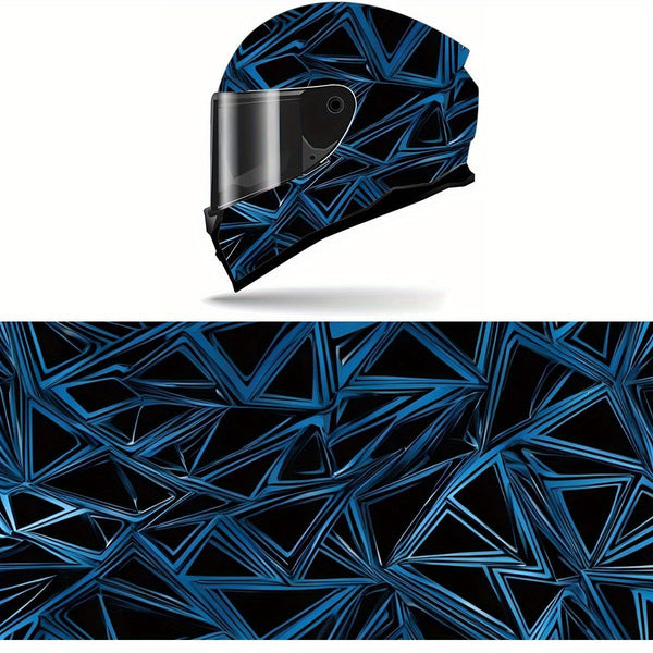 Full Helmet Wrap Sticker - Blue & Black Racing Graphic Decal, Durable PVC Motorcycle Helmet Decor with High-Quality Print, Easy to Apply & Remove, Fits Most Helmets for Enhanced Style & Protection, Motorcycle Accessories, Sleek Glossy Finish, Protective G