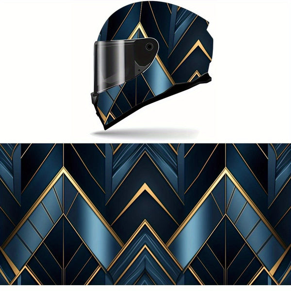 Full Helmet Wrap Sticker - Blue & Black Racing Graphic Decal, Durable PVC Motorcycle Helmet Decor with High-Quality Print, Easy to Apply & Remove, Fits Most Helmets for Enhanced Style & Protection, Motorcycle Accessories, Sleek Glossy Finish, Protective G
