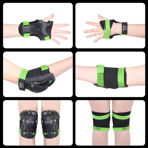 TXJ Sports\u002FYouth Knee Pads Elbow Pads with Wrist Guards Protective Gear Set 6 Pack for 3-14 Years Skateboard Sports Skateboarding Roller Skating Bicycling