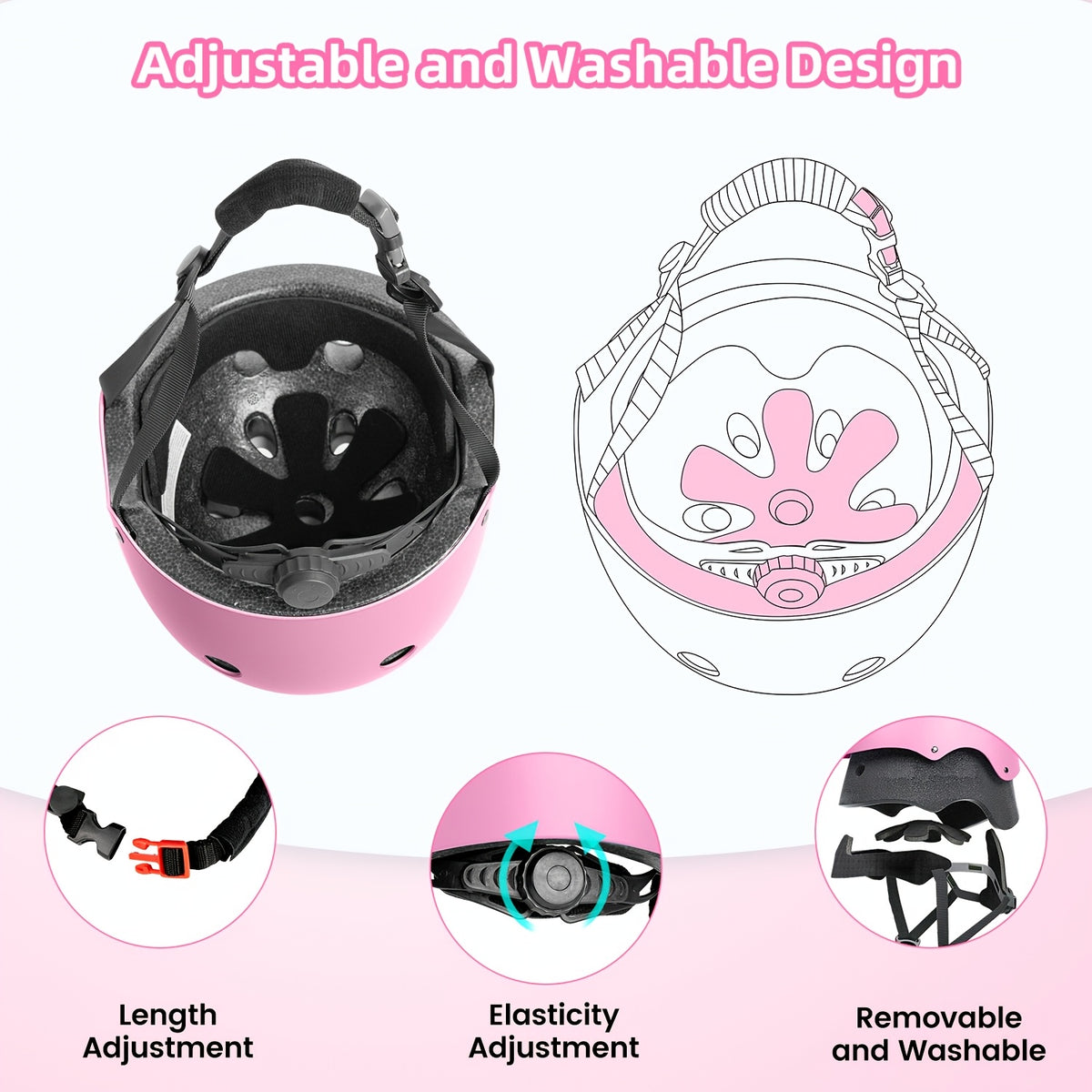 Kids Bike Helmet, Adjustable And Multi-Sport, Shock-absorbing ABS, Comfortable Padding, Ventilated Design, From Toddler, Helmet For 18.89''- 21.65''